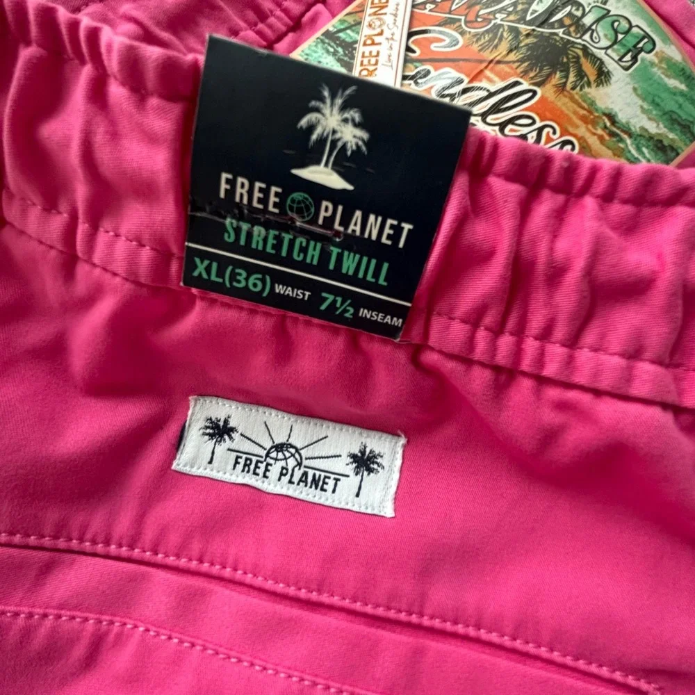 Free Planet Stretch Twill Shorts Mens 36 W 7.5 XL Pink NWT Drawstring Coastal